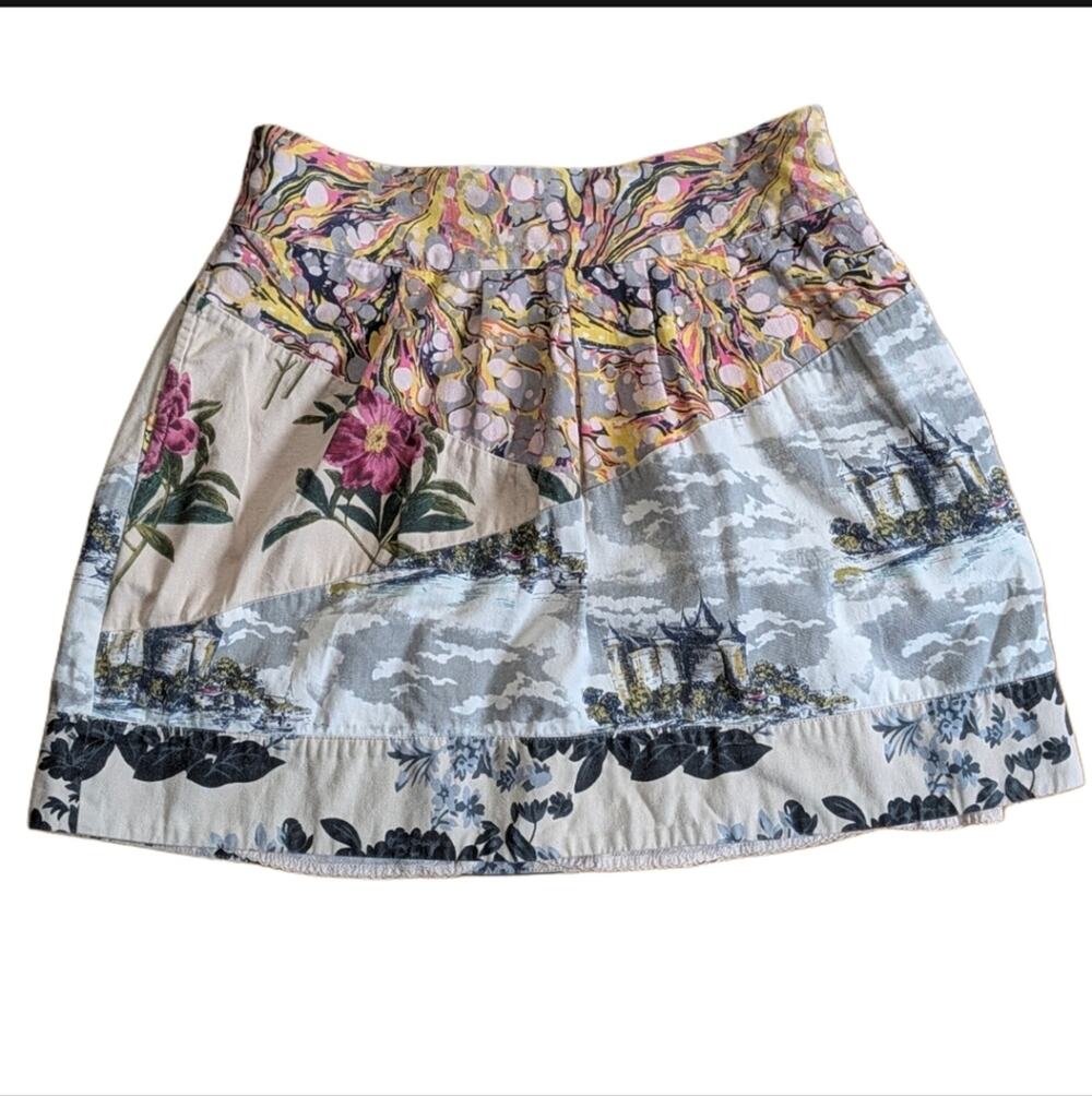 Leifnotes Anthropologie Floral Fortress Cottagecore Boho Patchwork Skirt Size 6